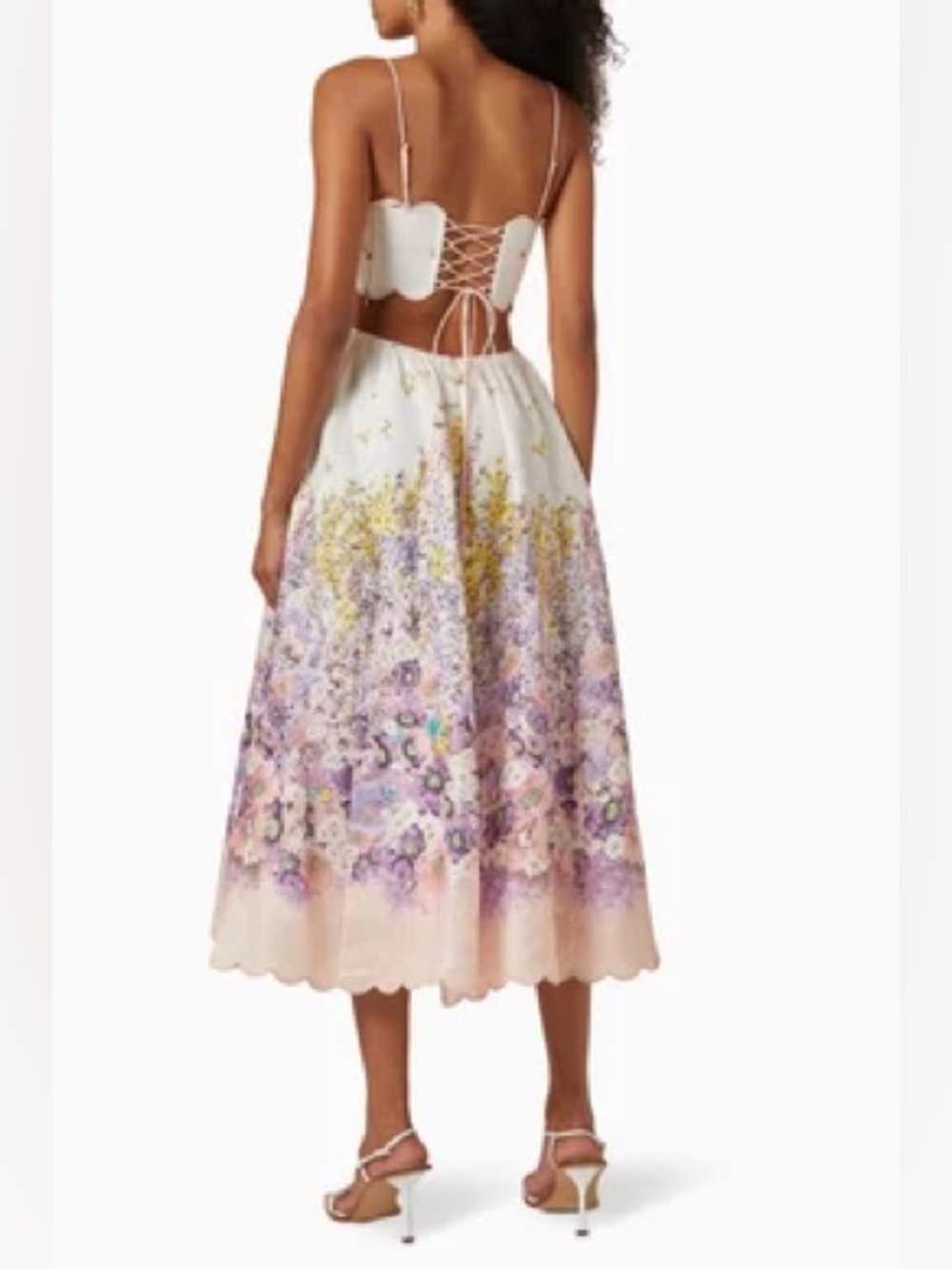 NWT Zimmerman Jude Scallop Midi Dress in Peach Gradient Floral - Size 2 - Picture 6 of 16